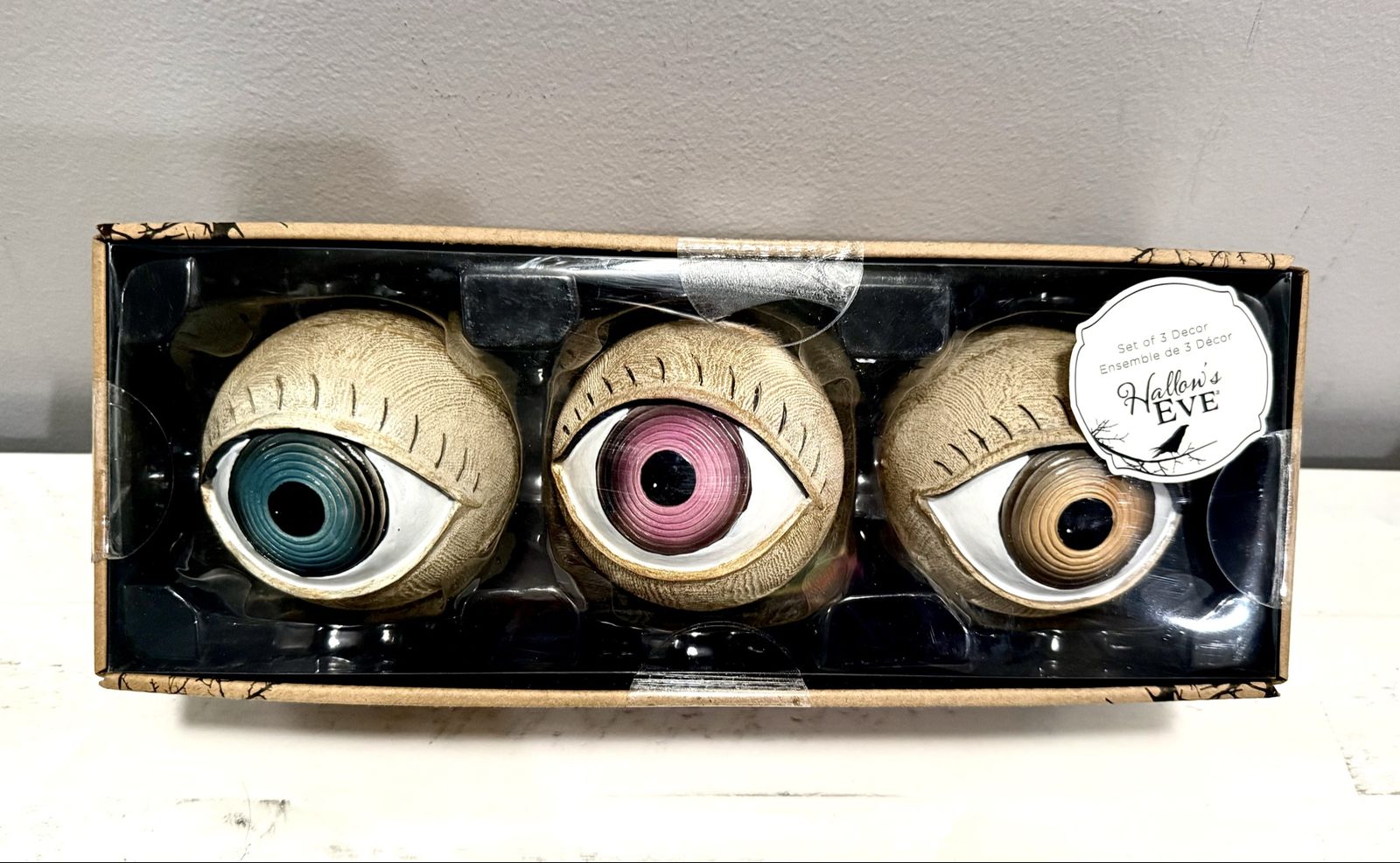 Halloween Hallow's EVE Set of 3 Eyeball Halloween Decor Spheres
