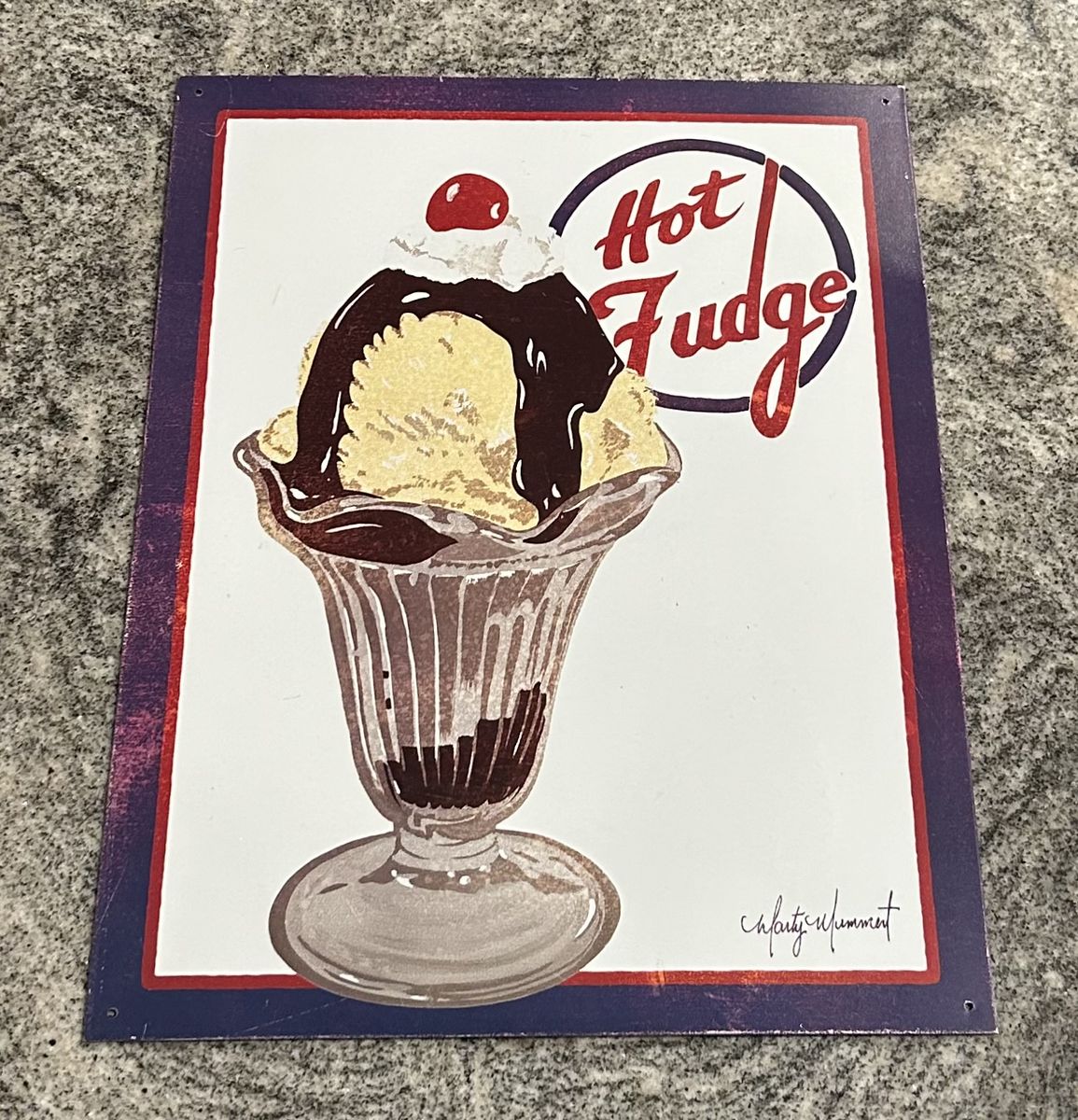 Marty Mummert Hot Fudge Sundae Tin Sign
