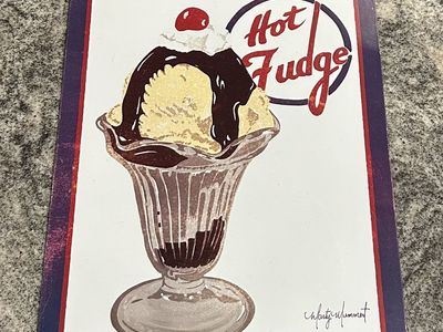 Marty Mummert Hot Fudge Sundae Tin Sign