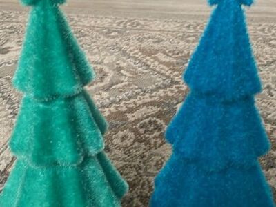 Set Of 2 Flocked Teal Christmas Trees