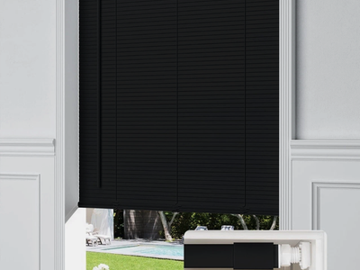 UNISHADES No Drill Cordless Mini Blinds 31" x 64" Black 1" Vinyl Privacy