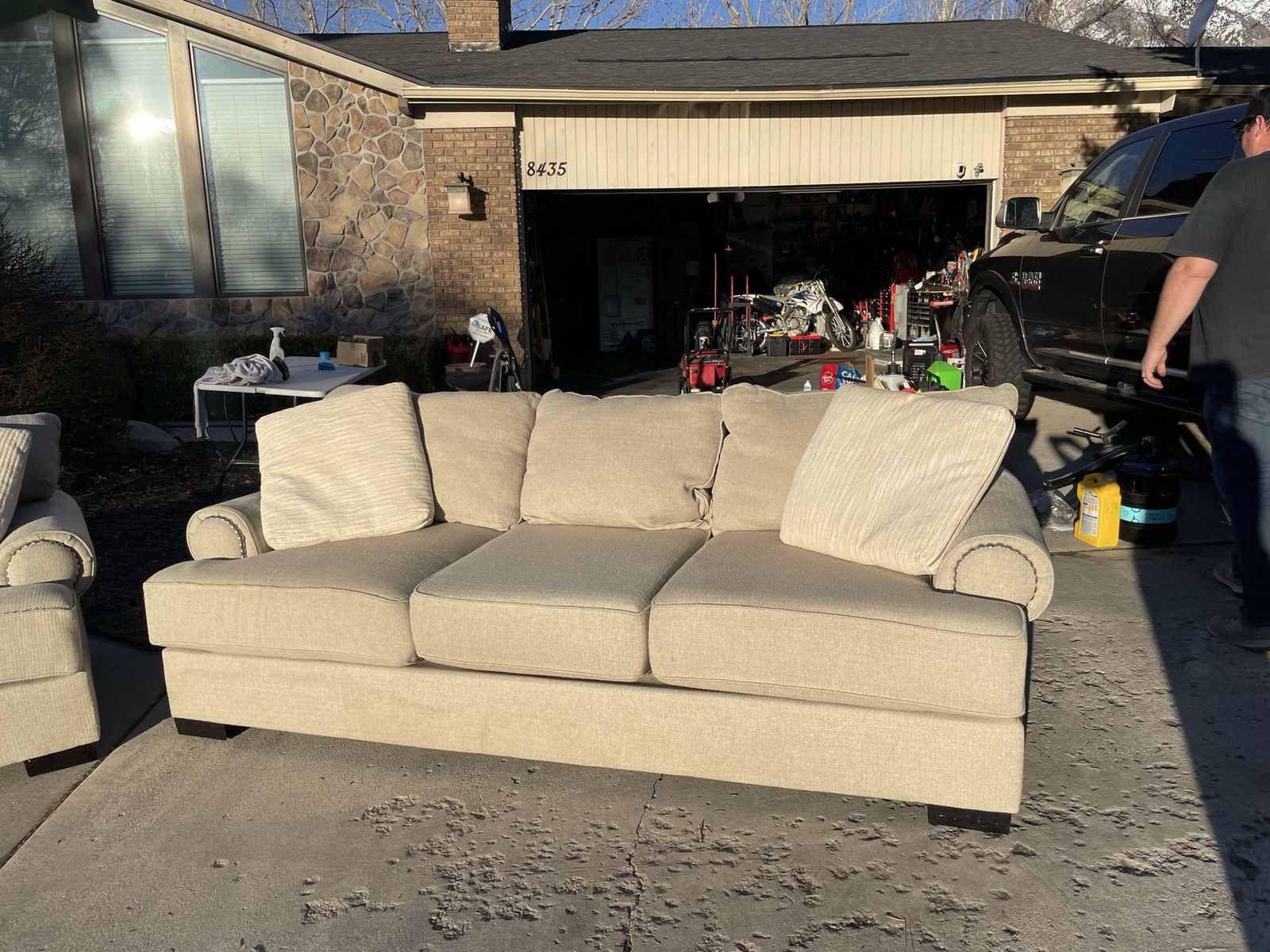 Sugar Shack Linen Memory Foam Couch