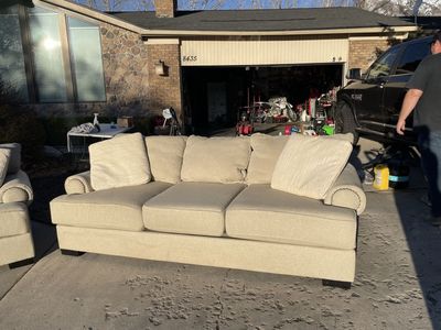 Sugar Shack Linen Memory Foam Couch