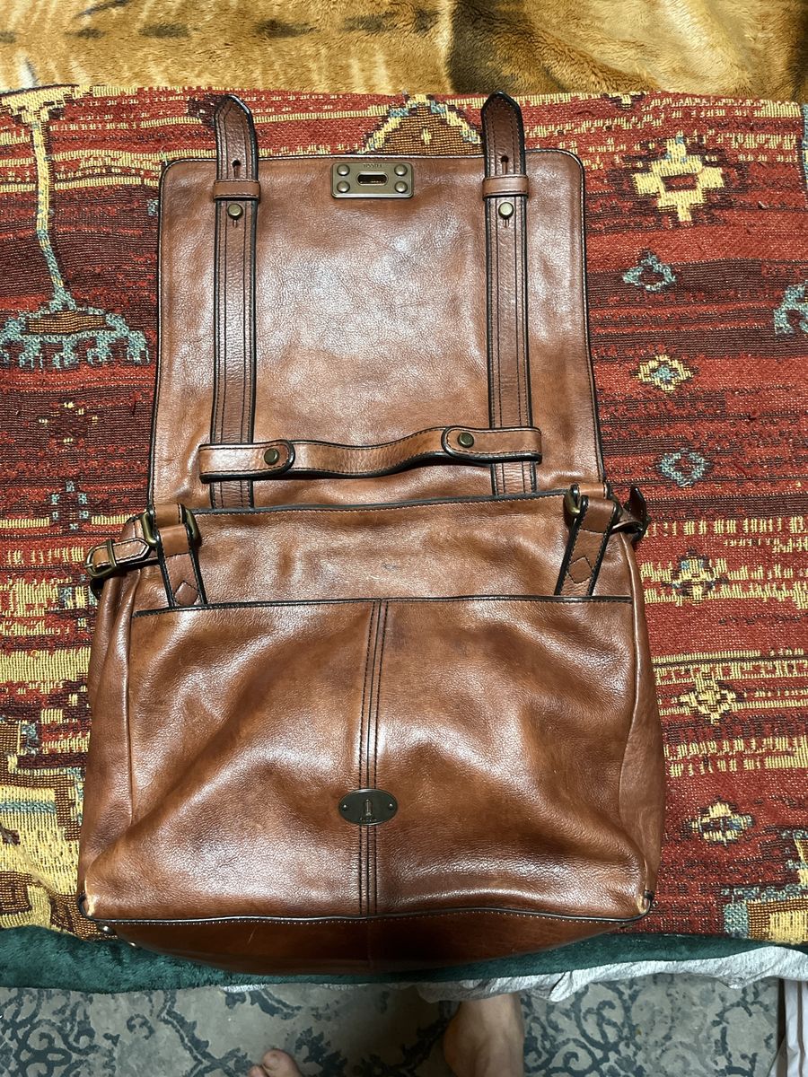 Fossil Brown Leather Messenger Bag Satchel