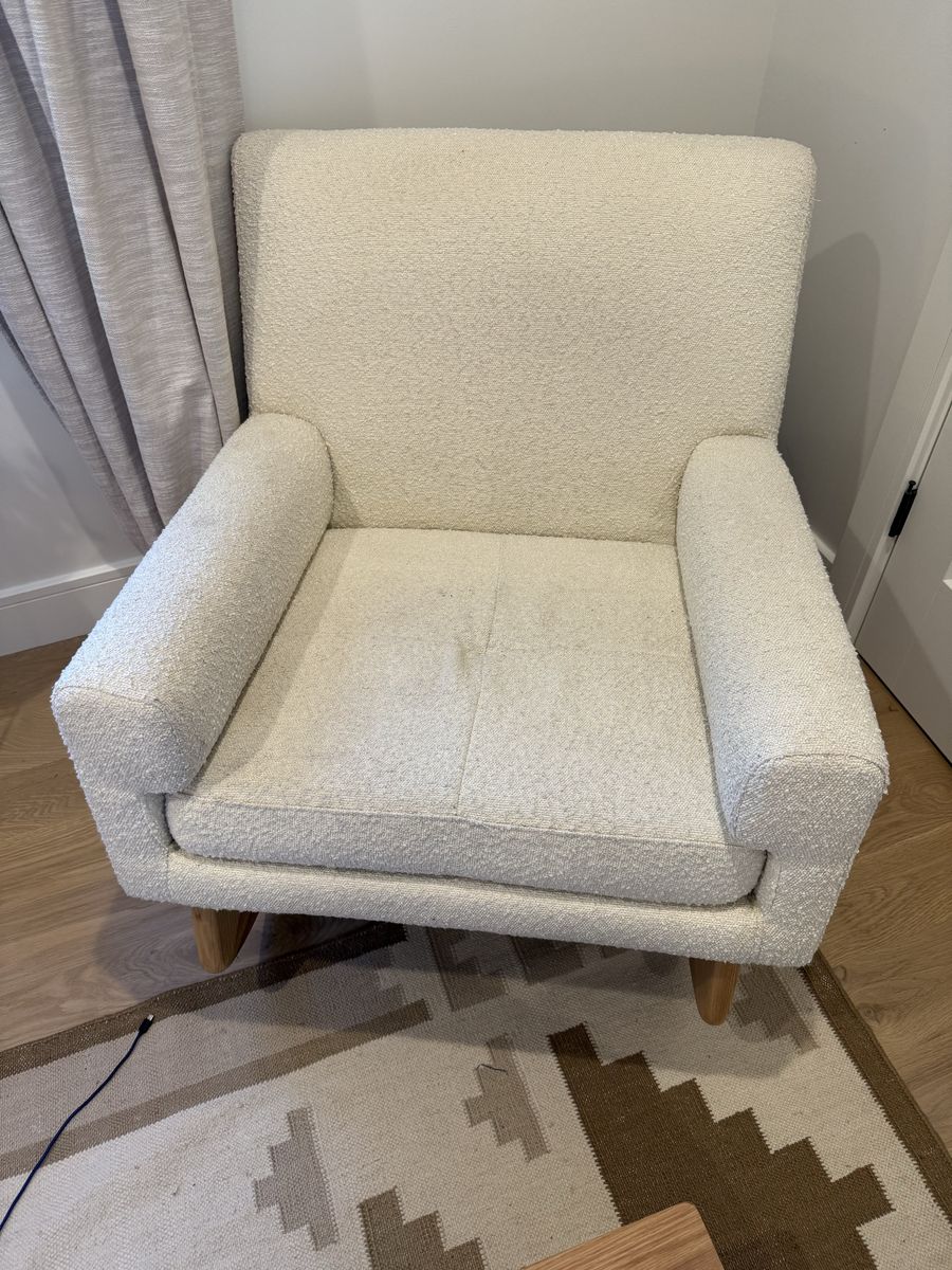 Ivory Boucle rocker for nursery