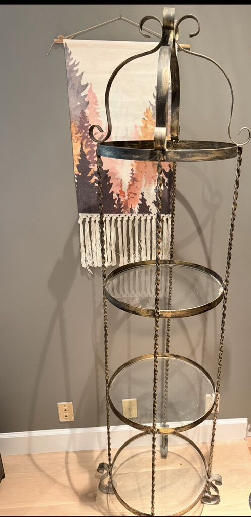 Hollywood Regency style brass and glass étagère