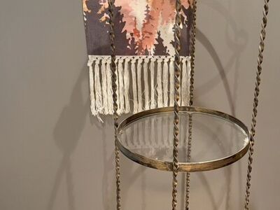 Hollywood Regency style brass and glass étagère