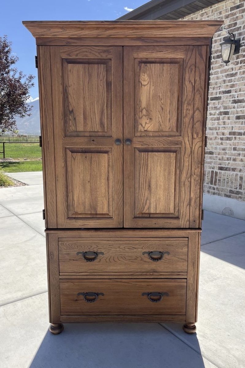 Solid Oak Armoir Cabinet