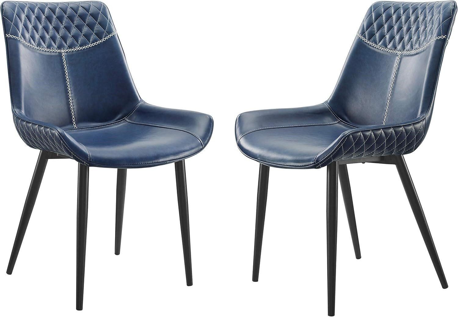 set of 2 blue quilted dining or accent chairs