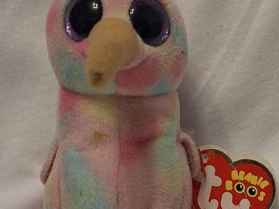 Ty Beanie Boos Kiwi the Bird Pastel Multi-Color Backpack Clip Plush