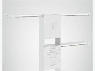 ClosetMaid SuiteSymphony 25" Modern Closet Organizer Kit, White - Top Shelves, 4 Drawers, 2 Doors