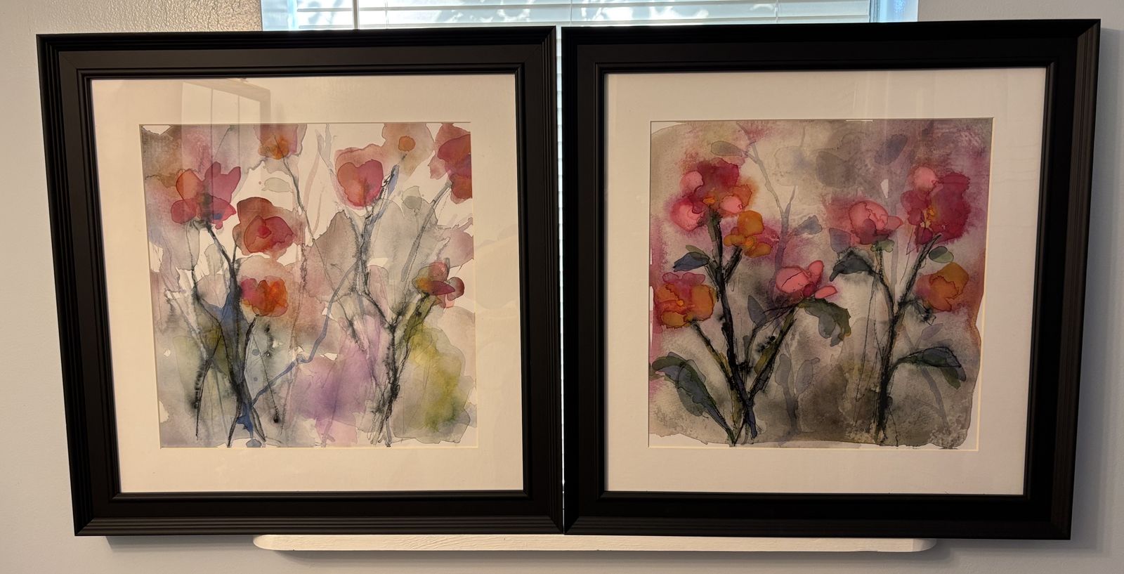Pair of New Great BIG Canvas Framed Floral Prints