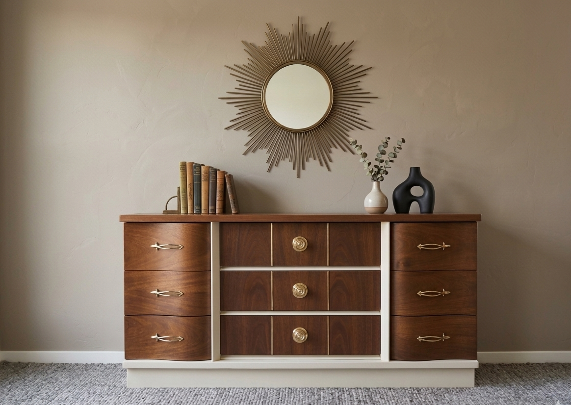 ️Refinished Vintage Mid-Century Modern Dresser