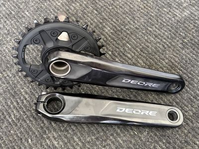 Shimano Deore M6100 12-Speed Crankset with 30T Chainring - Black, Mountain Bike