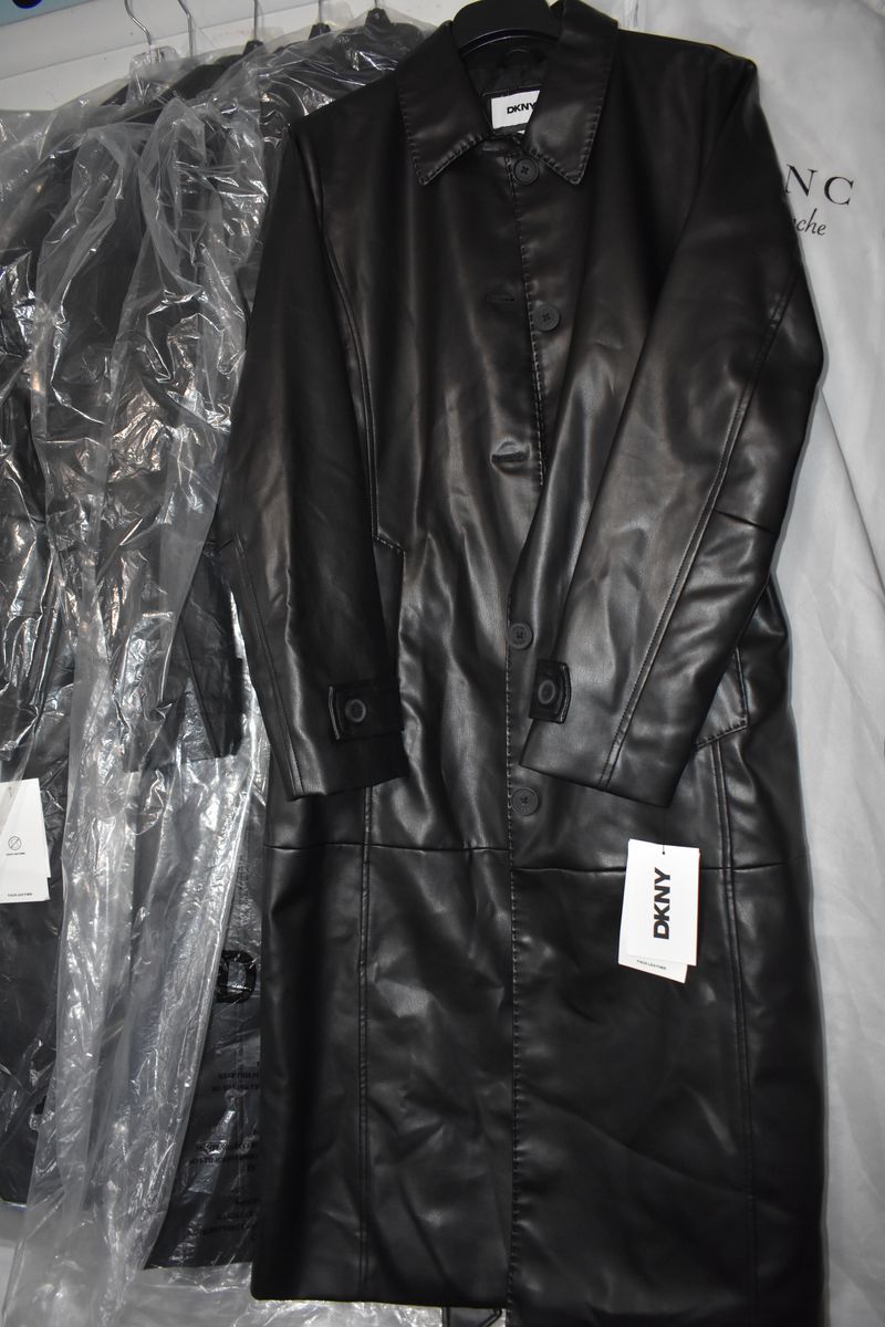 Beautiful, long DKNY faux leather coats