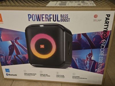 JBL large speaker - Partybox Encore Essential bluetooth powerful bass rechargeable light show ipx4 splashproof 6 hour runtime