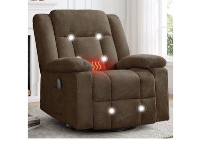 KORSER LSJJ-BL-NEW-8087 Brown Swivel Recliner w/ Heat & Massage for Nursery/Bedroom