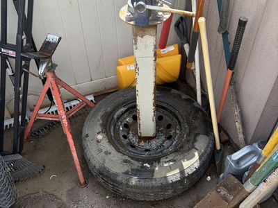 Heavy Duty Shop Vise Mounted on Car Wheel Stand