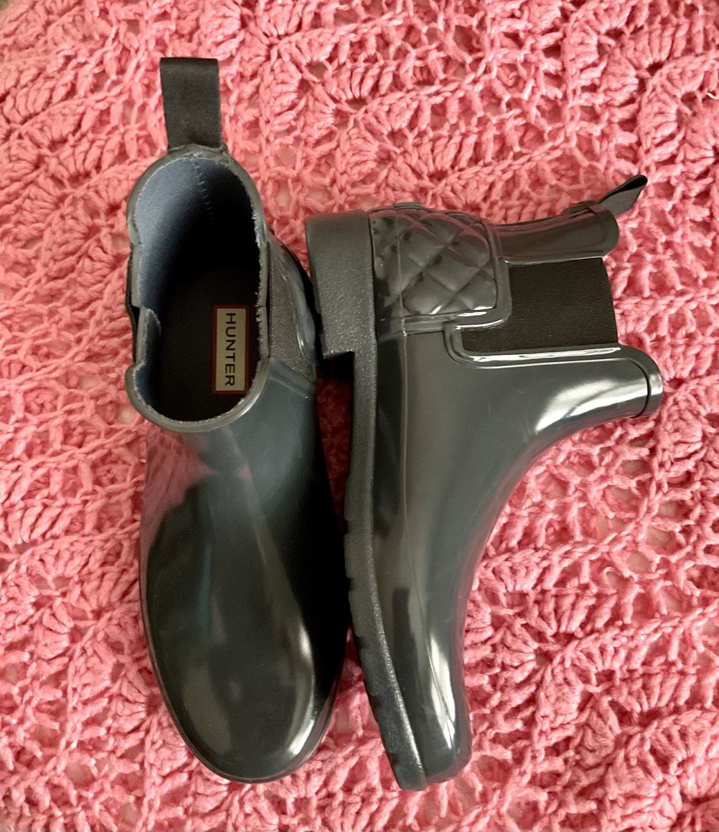 Hunter Original Chelsea  charcoal Grey Quilted Rain Boots Women's Size 8
