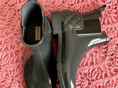 Hunter Original Chelsea charcoal Grey Quilted Rain Boots Women's Size 8