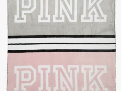 Victorias Secret PINK Color Block gray Blanket
