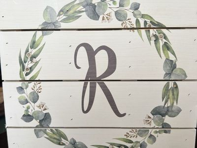 Hobby Lobby Wooden Pallet Wall Decor with Initial R Eucalyptus Wreath