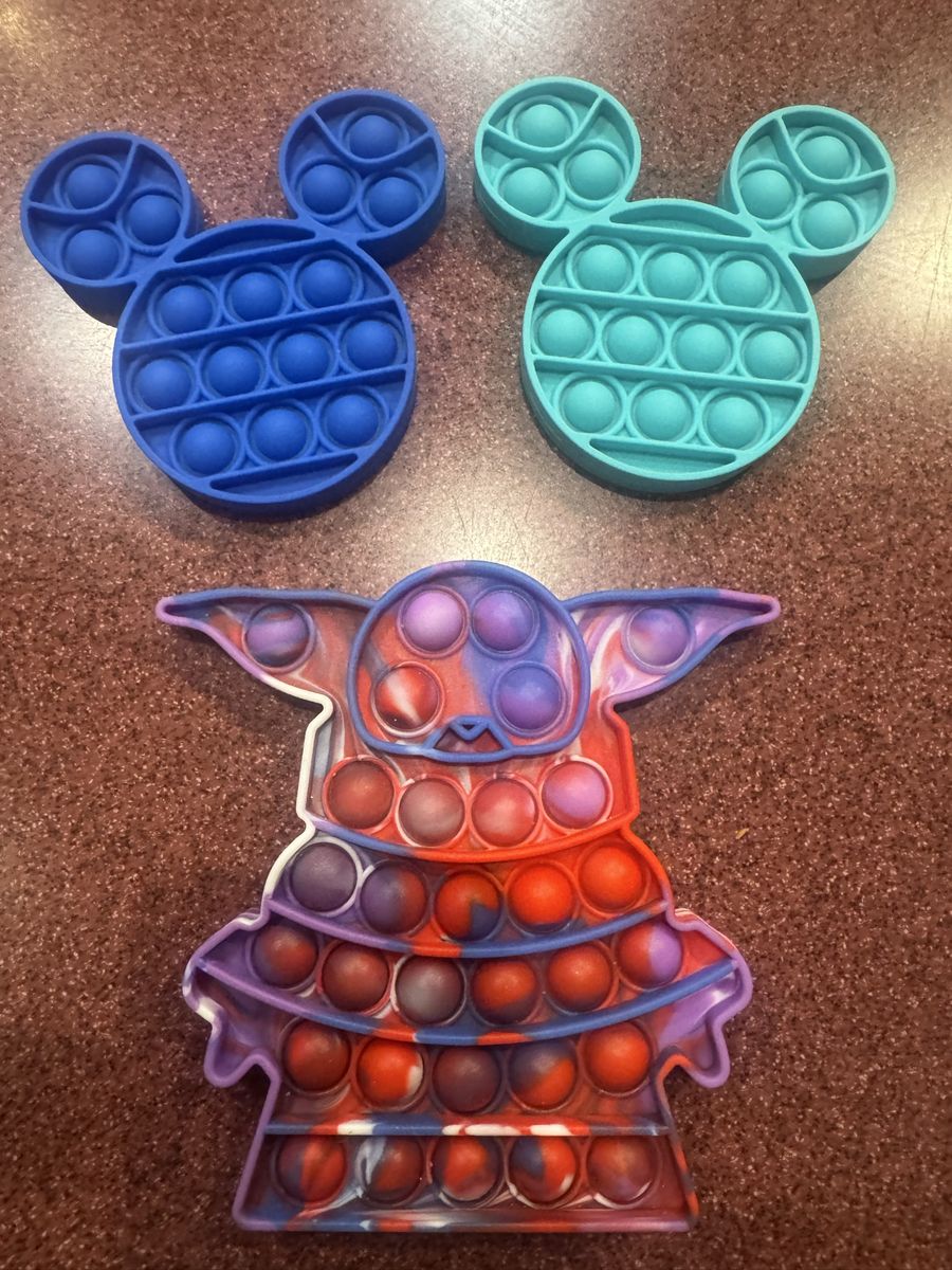 Lot of 3 Silicone Pop It Fidget Toys Mickey Mouse and Yoda