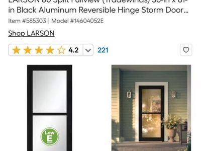 Brand New Black Full View Storm Door