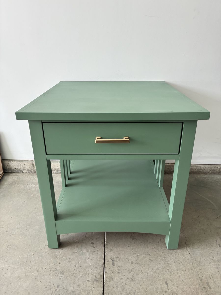 *Refinished Sage Green Wood Side Table/ Night Stand