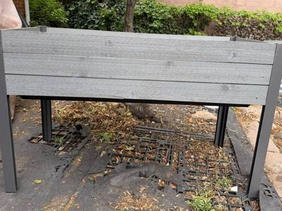 Gray Wooden Raised Planter Bed - Like New