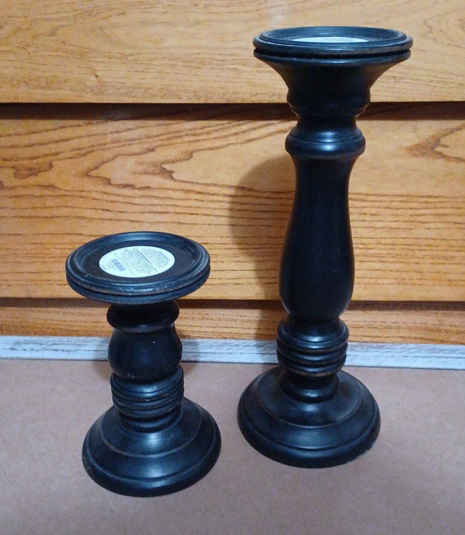 Pair of Carved Pedestal Candle Holders