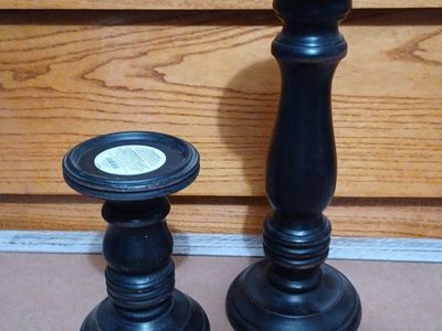 Pair of Carved Pedestal Candle Holders