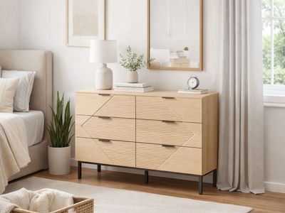 NEW 6-Drawer Dresser Modern Light Wood veneer