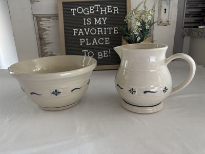 Longaberger pottery, bowl and pitcher, 1991 vintage
