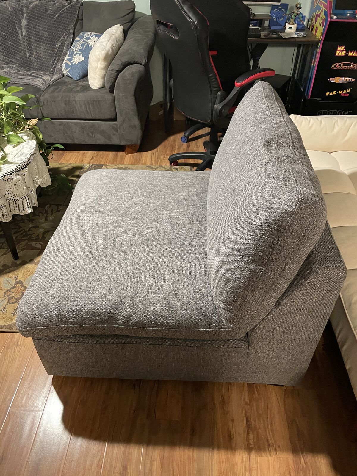 New Capri Feather and Down-Filled Armless Abbyson Chair - Gray
