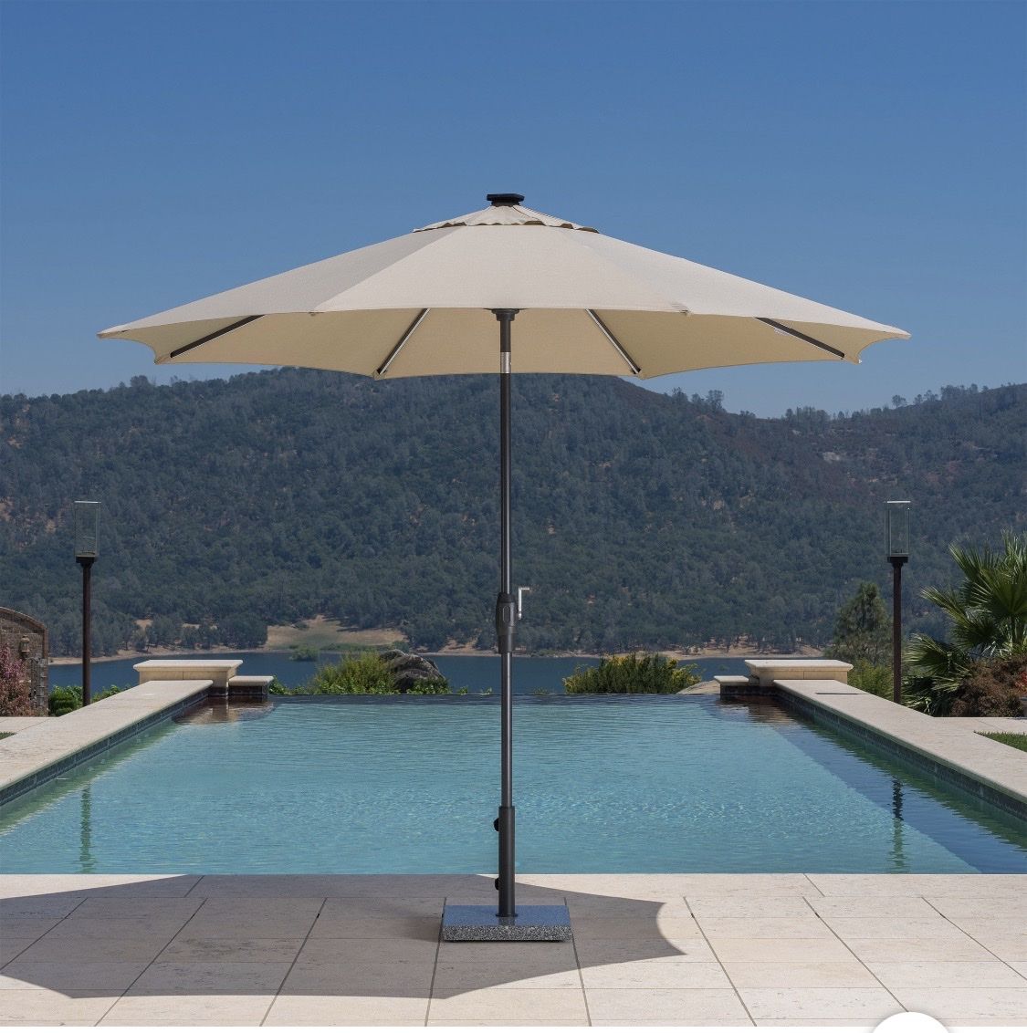 Sunvilla 10’ Round Solar LED Market Umbrella without Base