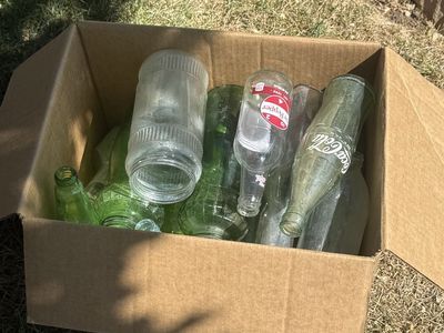 Vintage glass bottles-Coca Cola,Dr Pepper & more.
