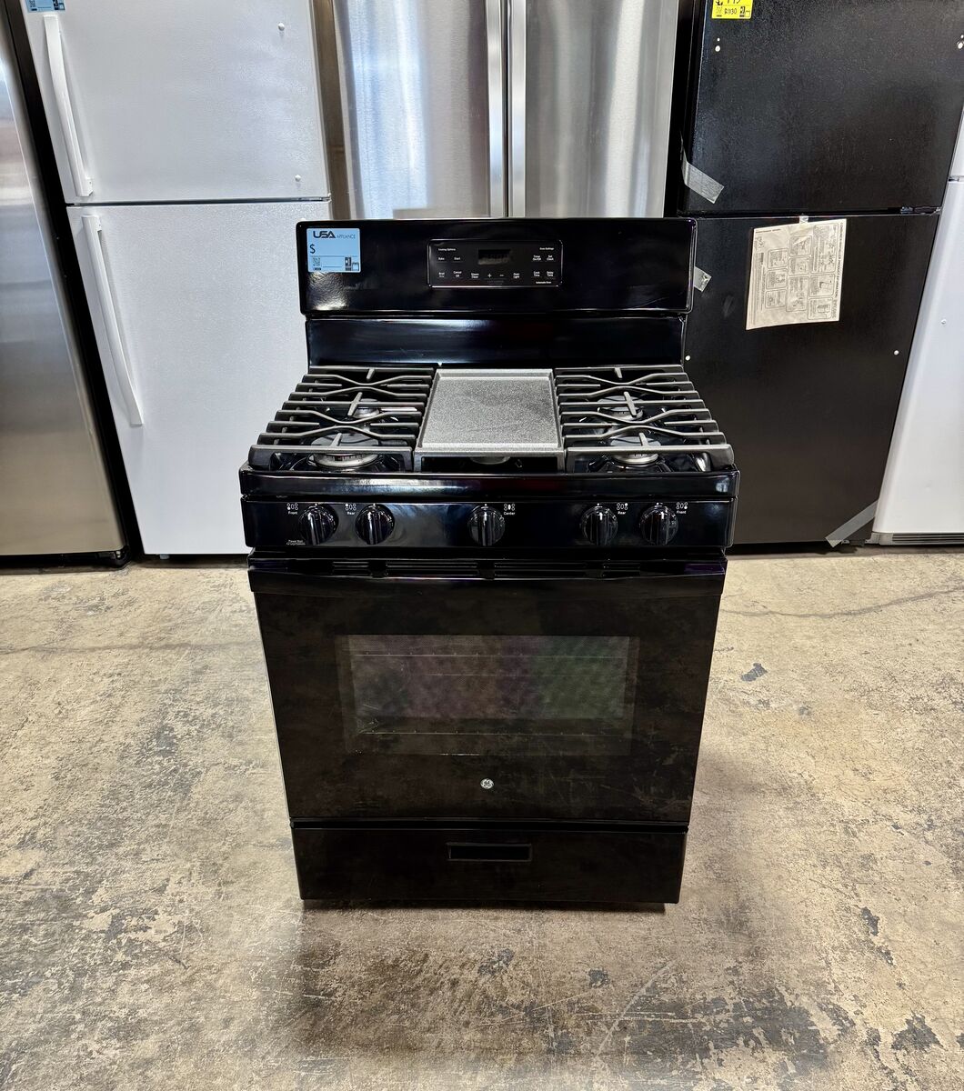 NEW BLACK GE FREESTANDING GAS RANGE
