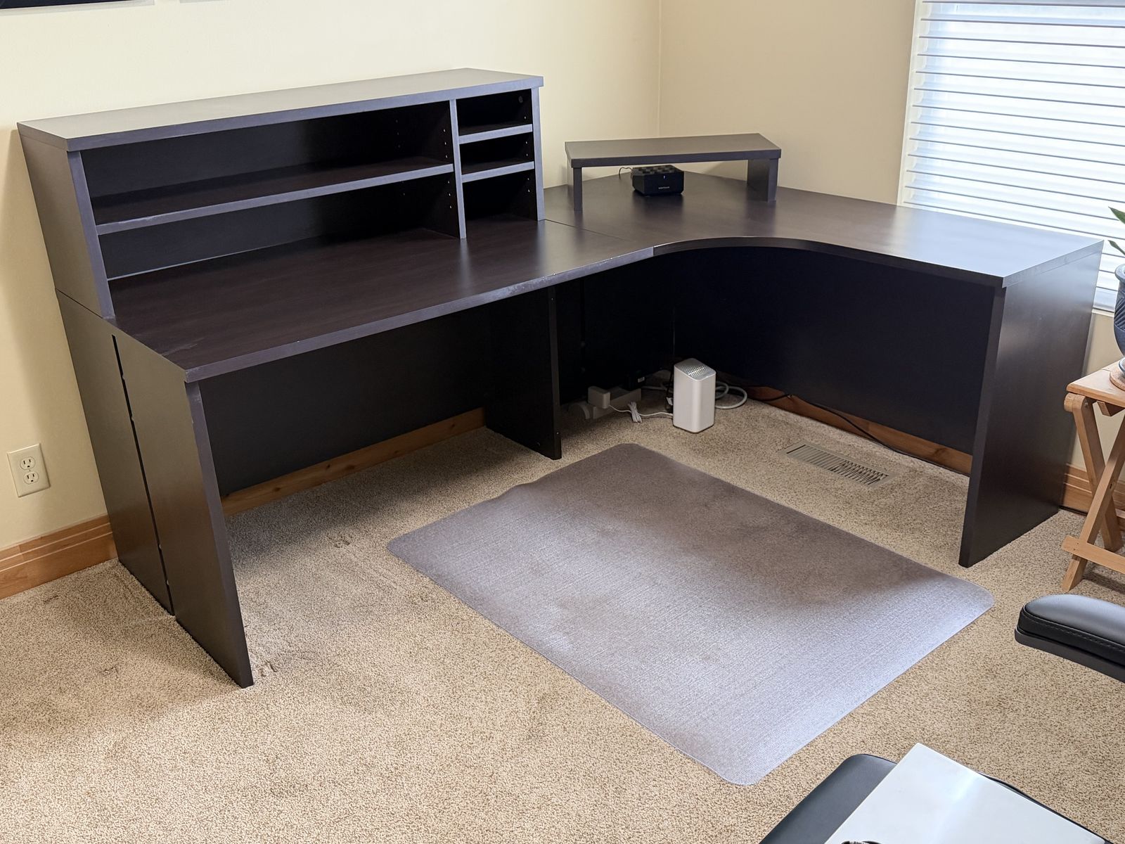 Dark wood Scandinavian corner desk for sale