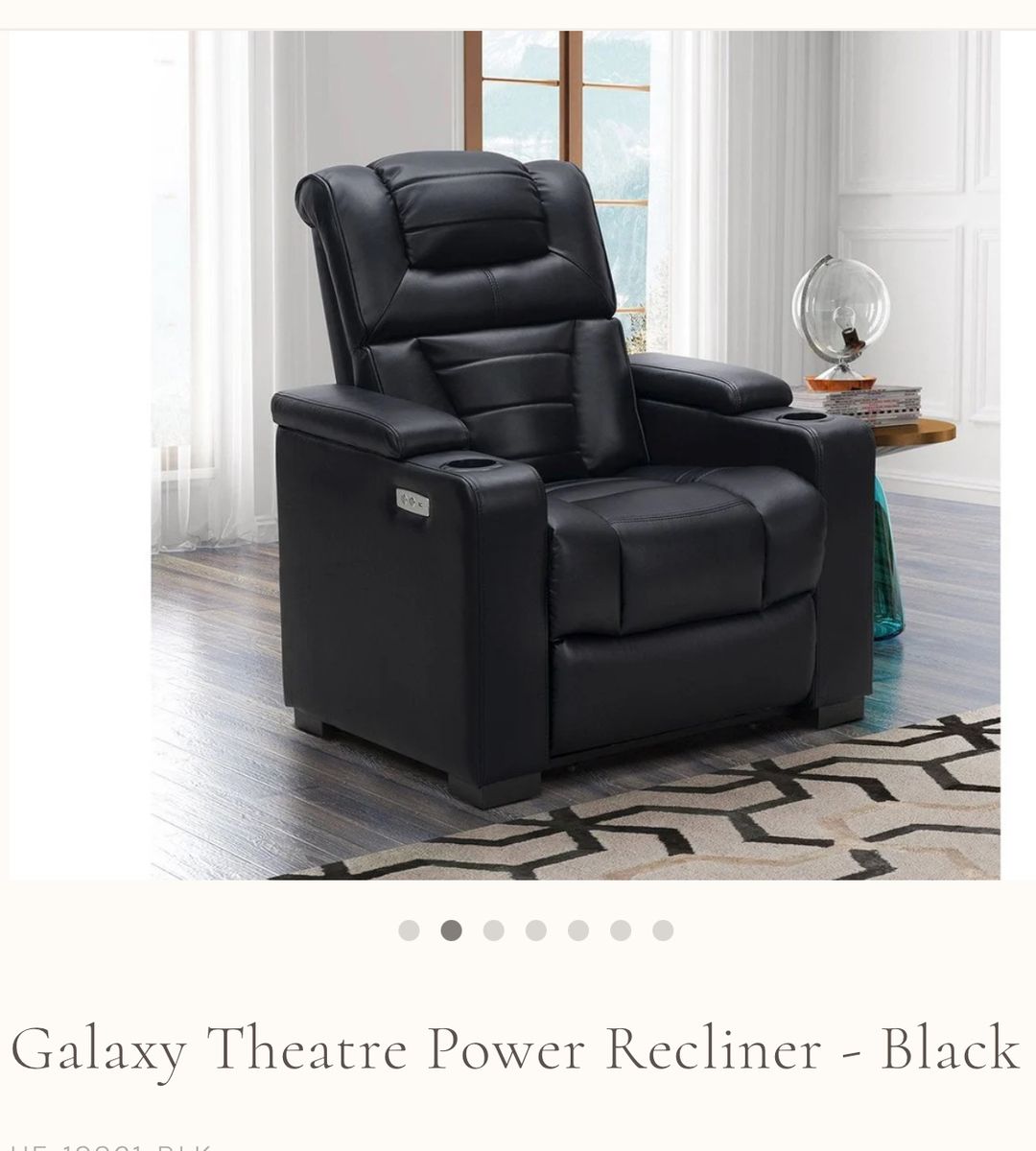 NEW ABBYSON Galaxy Theatre HOME BLACK RECLINER WITH USB PORTS
