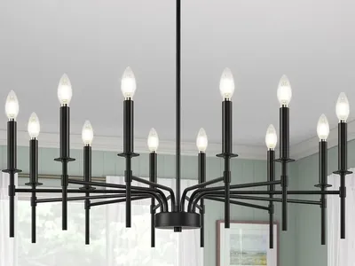 NEW BLACK 12 LIGHT CHANDELIER