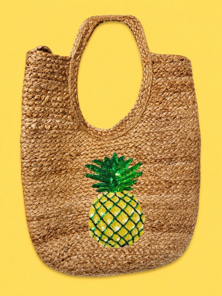 Woven Pineapple Tote Bag - 17x16