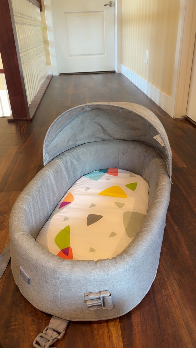 Lulyboo Bassinet-To-Go Portable Baby Bassinet Travel Bed with Canopy, Gray