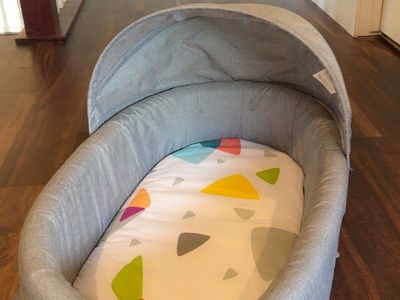 Lulyboo Bassinet-To-Go Portable Baby Bassinet Travel Bed with Canopy, Gray