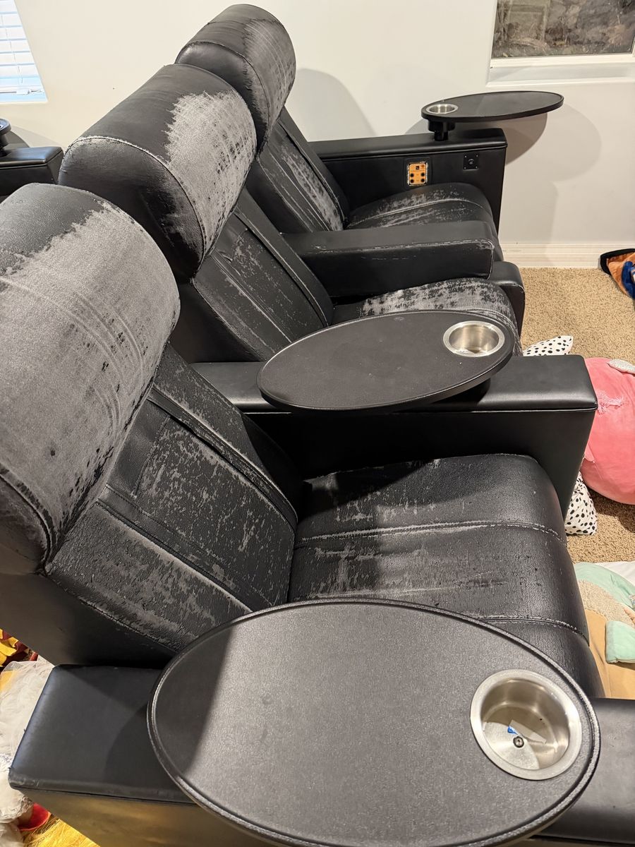 FREE Black Reclining Home Theater Seats with Cupholders and Swivel Trays