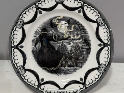Halloween Sorcerer Moon Witch Dinner Plates