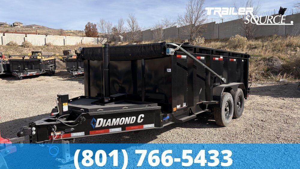 7x14 Diamond C LPT 207 Dump Trailer - 44" Sides - 15.5K GVWR - 14 Ply Tires, Long Arm Tarp