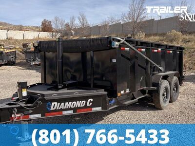 7x14 Diamond C LPT 207 Dump Trailer - 44" Sides - 15.5K GVWR - 14 Ply Tires, Long Arm Tarp