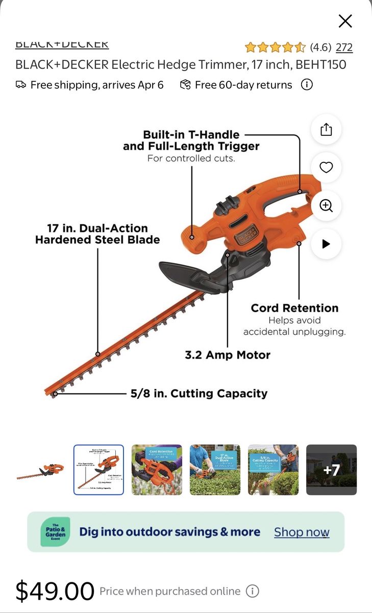 Black and Decker Electric Hedge Trimmer