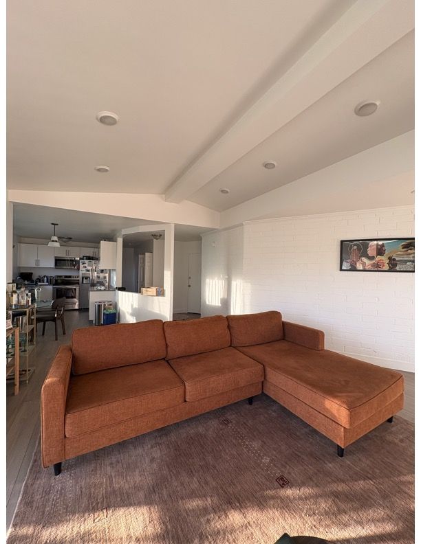 Cute Orange Sectional Couch with Chaise